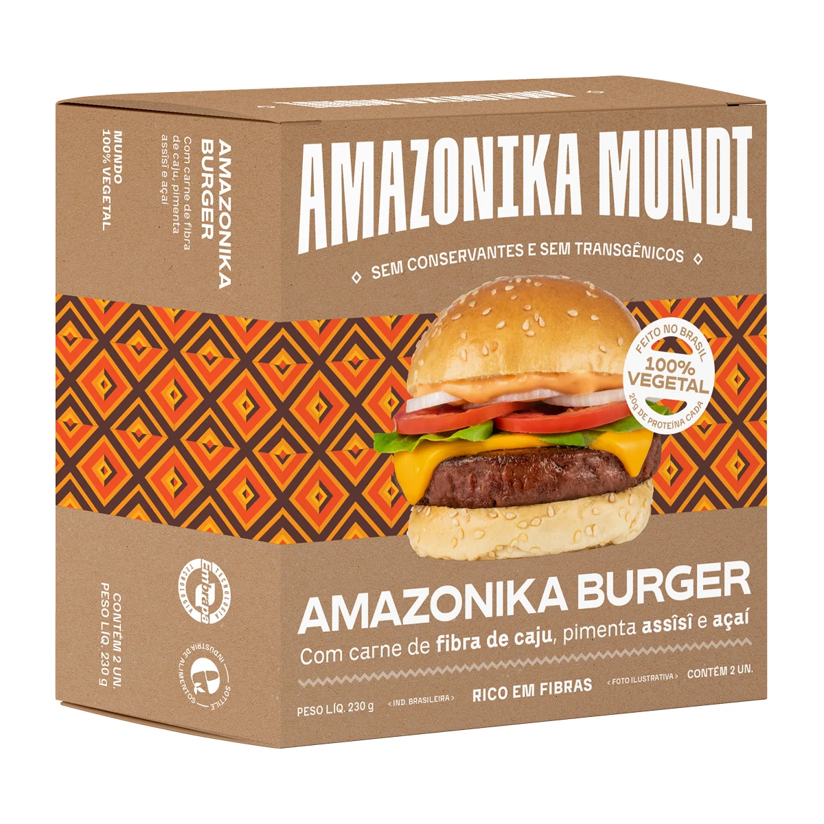 Plant Based Frozen Meat Amazonika Burger Vegan of Pea Protein Amazon Spices Sustainable Non-GMO Quality No Added Preservatives
