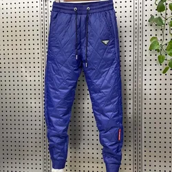 Wholesale Winter Oem Latest Designs Quilted Puffer Drawstring Thermal Slim Fit Down Outdoor Pants Cotton Trouser For Men