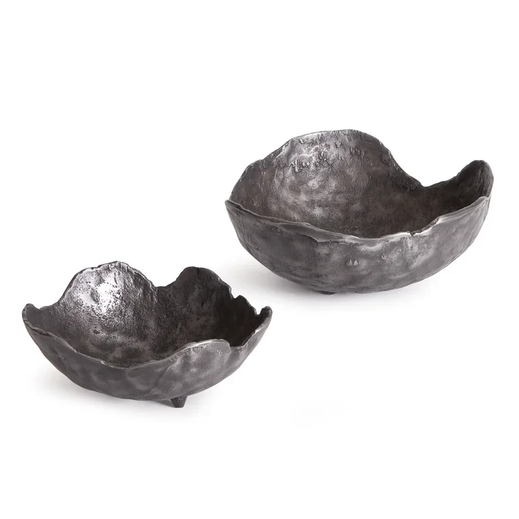 Strong wholesale factory price Washed Dark Gray 2 Piece Metal Abstract Decorative Bowl for Restaurant Hotel Home kitchen Usage