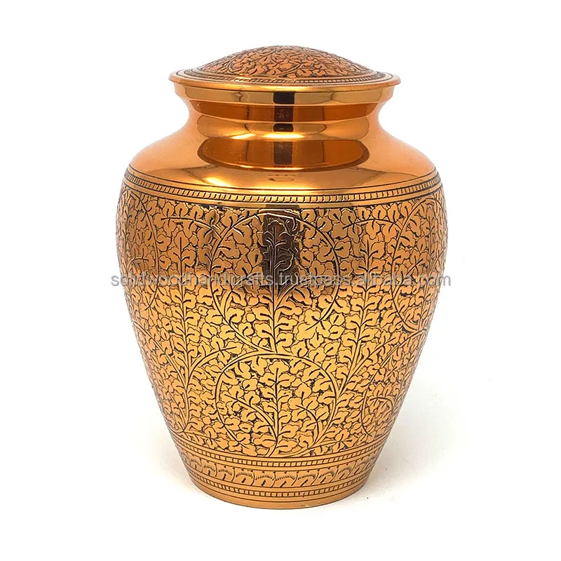 Purple Color Brass Adult Cremation Urns Handmade Metal Urns For Male and Female Decorative Urns Burial Urns At Low Price