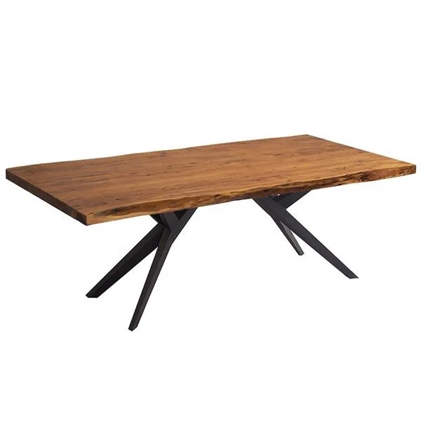 2022 New Latest Design 100% Pure Acacia Wood office Desk table with Spider leg Black color