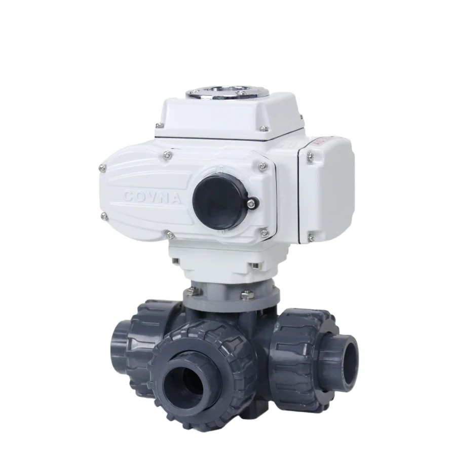 Covna HK60Q-P-T True Union 3 варианта ПВХ Электрический шаровой клапан электрический