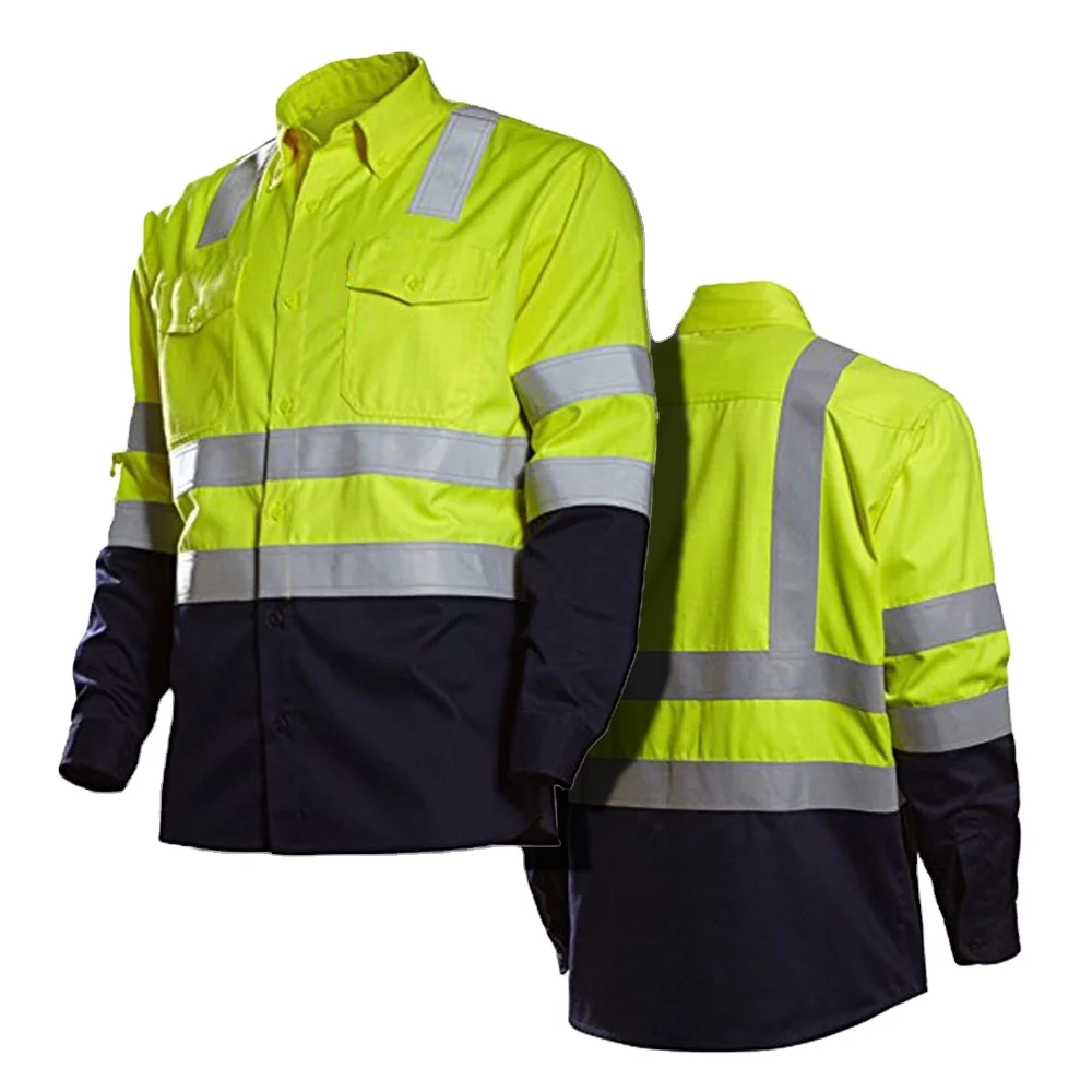 2 Pockets Design Hi Vis safety long sleeve polo shirt