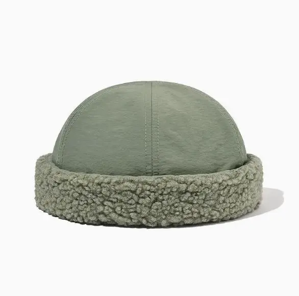 Cotton Docker Cap Hats Winter Retro Mens Beanie Adjustable Brimless Cap with Rolled Cuff Hat Adjustable MS-BC-006