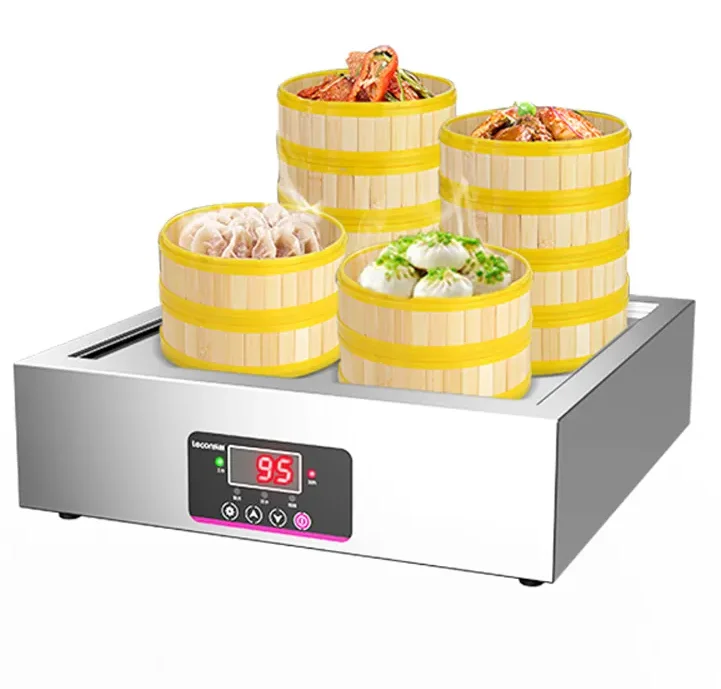 Wholesale Commercial Stainless Steel Dim Sum Steamer Electric New Two-Hole Dimsum Dumpling Wonton Momo Sweet Corn Bun Steamer