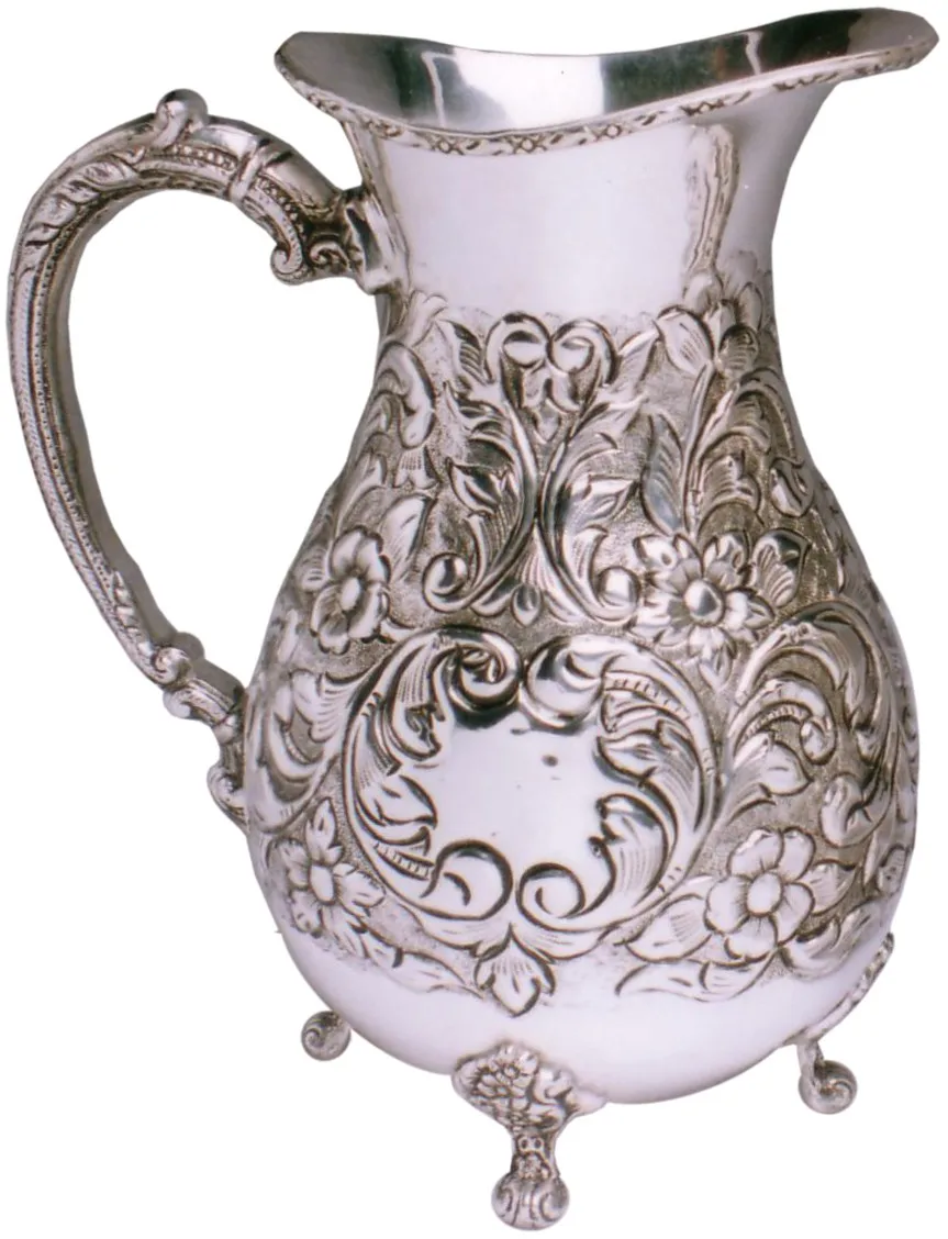 India Hammered water Jug with brass silver color design handle silver jug dinnerware use