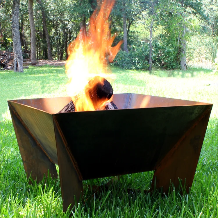 portable outdoor corten steel wood burning bowl firepit out door metal garden camping fireplace fire pit