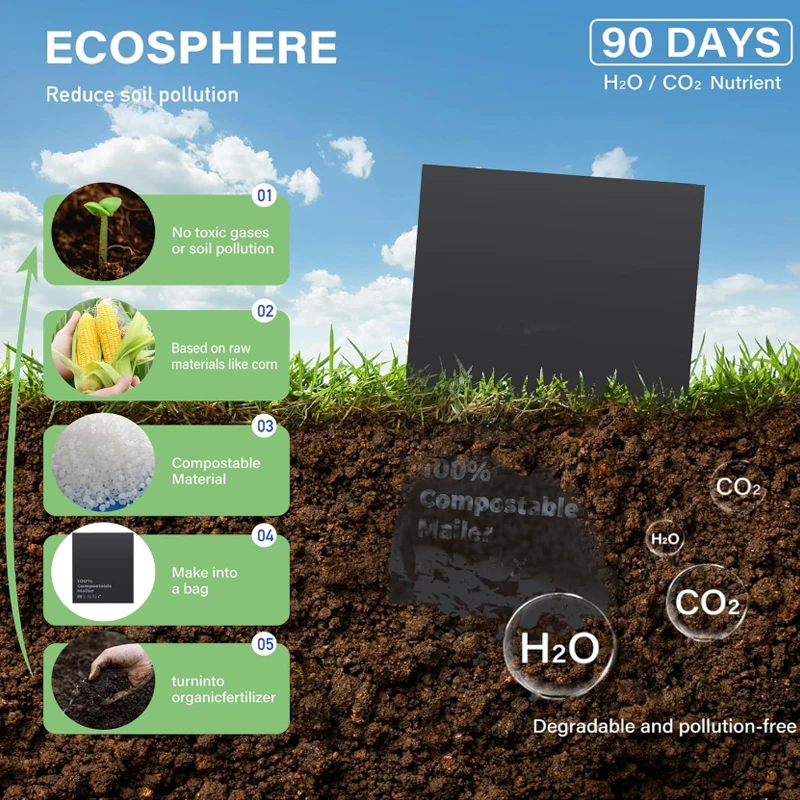 Custom Logo Eco Friendly Black Compostable Biodegradable Plastic Poly Mailers Mailing Bags With Logo