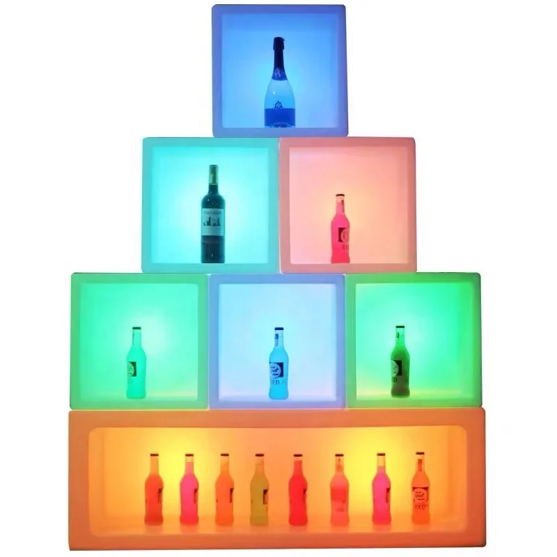 Colorful New Design LED Wine Bar Cabinet For Events Party Wedding Bar Furniture Display Rectangular Cabinet