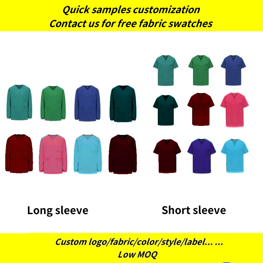 customized woven waterproof spandex Short Sleeve hospital scrub suit tops nursing Scrubs sets medical hospital nurse uniforms