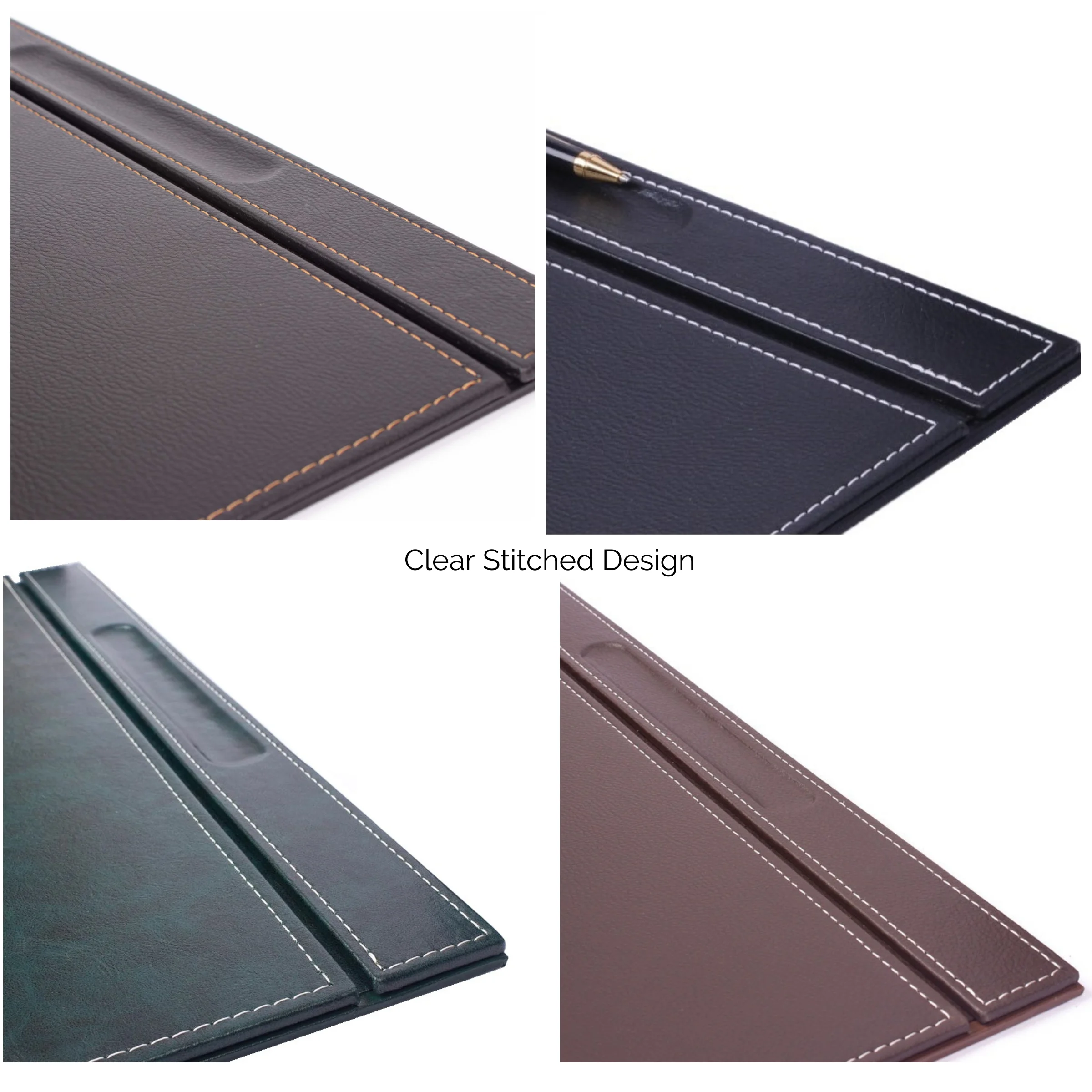 Vega Large Desk Pad and Office Accessories 4-Piece PU Leather Desk Set with Mesh Stationary and Desktop Organizer