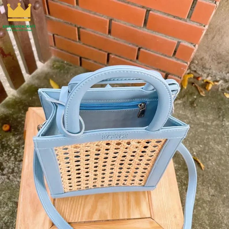 Sky blue color handbag handmade for lady designer handbags famous brands ladies hand bags