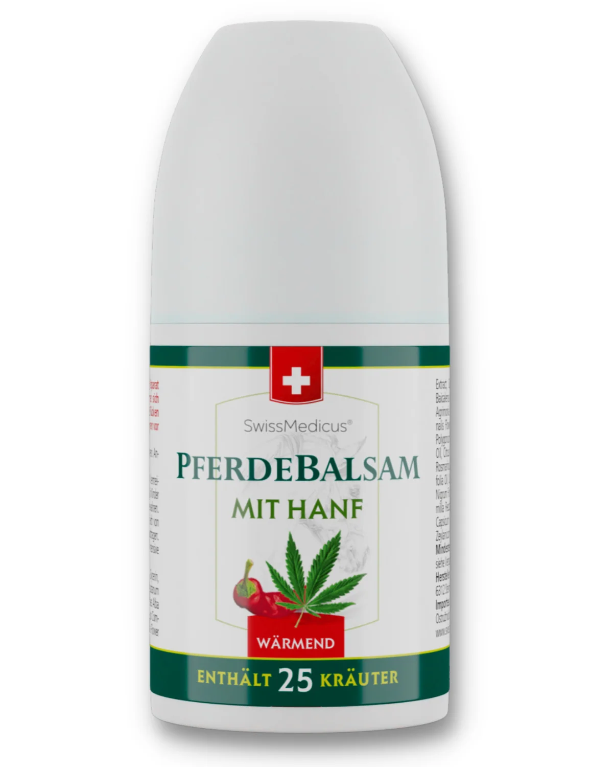 SwissMedicus Pferdebalsam with hemp warming ROLL-ON for joints & muscles, Swiss quality, Pain relief cream, Varicose veins, 90ml