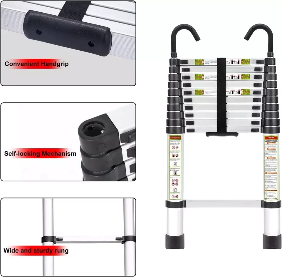 Aluminum Telescopic Articulated Extension Ladders Stair 2.6m 2.9m 3.2m 3.8m 4.1m 4.4m 5m 5.4m 5.8m