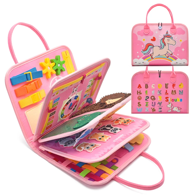 CE CPC  Busy Board Montessori Toys For Toddlers Foldable Sensory Toys Autism Toys Bag Design Toddler Activity Board
