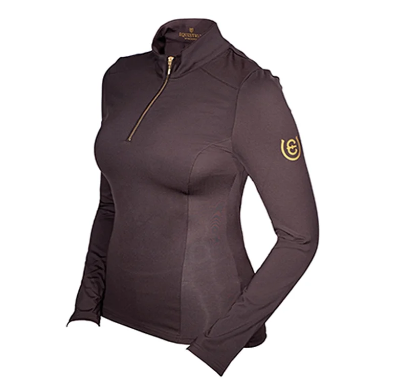 SHEMAX EQUESTRIAN HORSE RIDING RIDING HIGH QUALITY CUSTOM VISION TOP GOLDEN BROWN BASELAYER