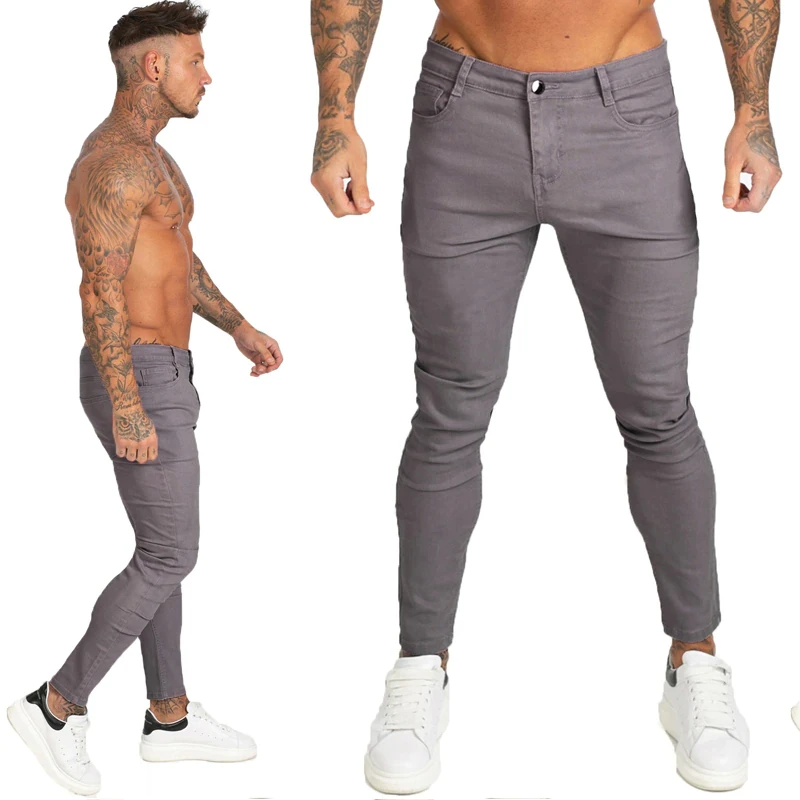 New Boys Denim Jeans Men Youth Badge Stretch Footwear Hip-hop Stylish Ribbed Stacked Jeans Men For Sale