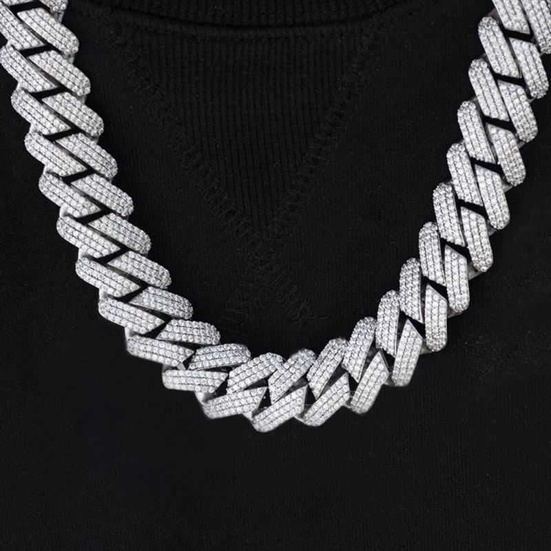 Affordable Luxury Mens Hip Hop Miami Cuban Link Chain Moissanite Hip Hop Rappers Cuban Link Chain from India