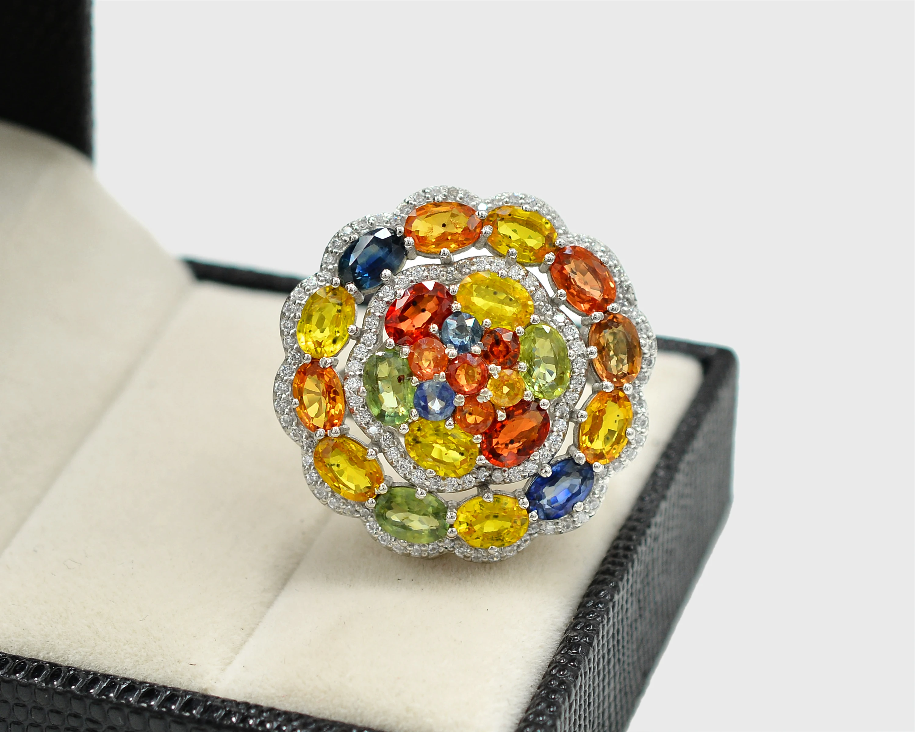 11.85 CTS Natural Multi Sapphire Women Ring Beautiful Art Deco Ring 925 Sterling Silver Women Ring Sapphire Jewelry Manufactures