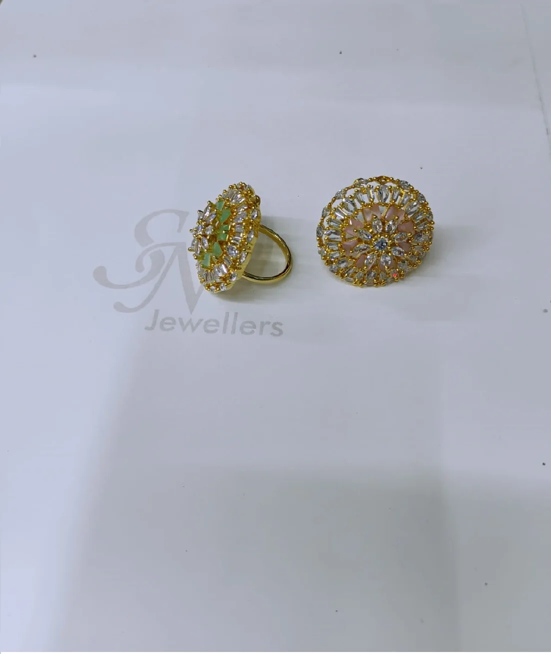 Fashion wholesale american gold plated paved american diamond ring18k silver rhodium plated ring woman jewelry