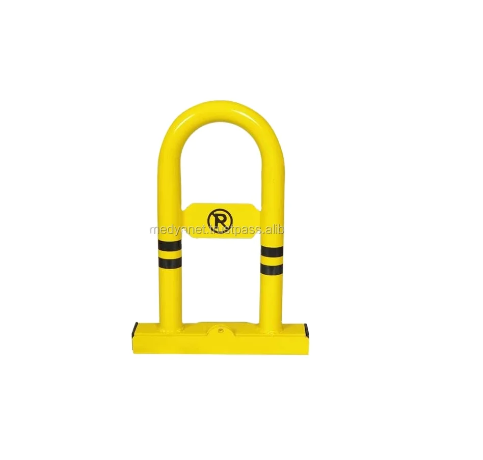 Yellow Color U Design Iron Steel Metal Parking Post Barrier Locked Traffic Parking Signs Car Parking Barrier Lock