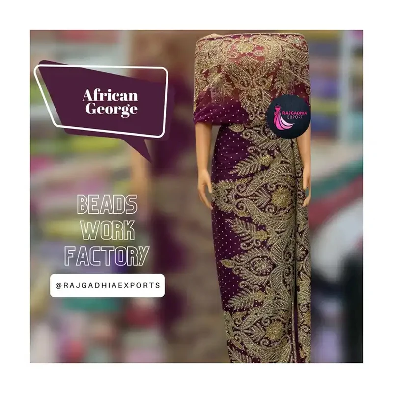 Wholesale Indian George Wrappers With French Lace Blouse Soft Silk African George Fabrics