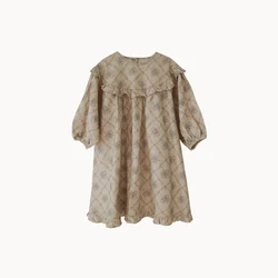 DE MARVI Kids Toddler Floral frill Casual A-line Dress Girls Clothing Wholesale Korean Manufacturer MADE IN KOREA