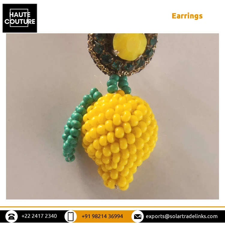New Luxury Design Girls Jewelry Handmade Lime Shape Stud Earrings Boho Party Wedding Seed Bead Drop Earrings for Women