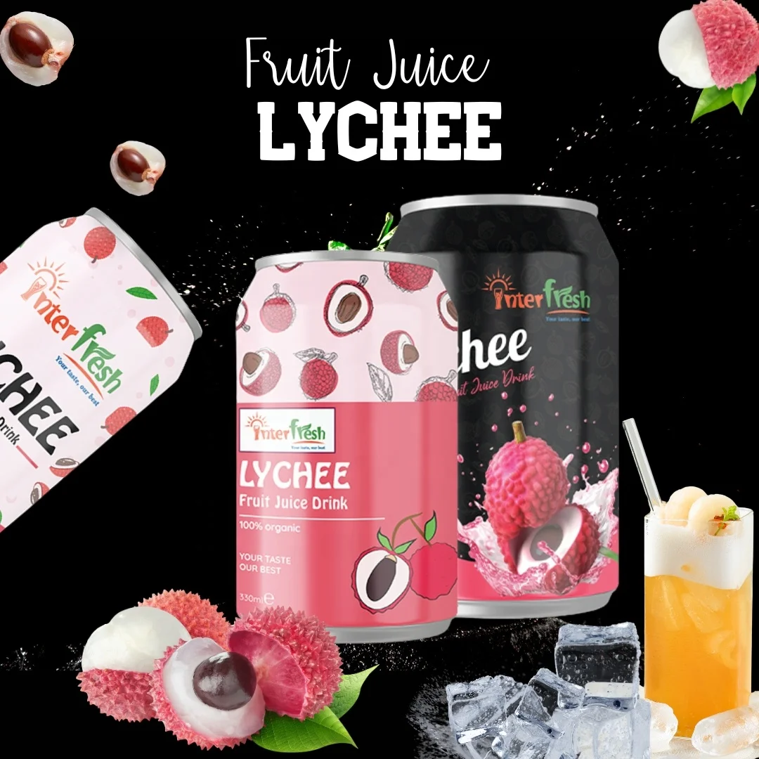 10.8 fl oz Original 100% Fruit Juice Canned Health Lychee with Pulp New Design Natural Flavored Puree Dried Style Beverages