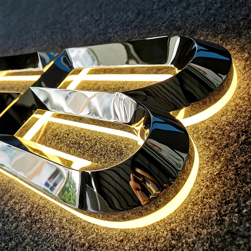 Custom Led Logo Sign Decoration Metal Stainless Steel Letters Backlit Signage Business Signboard Company Outdoor Wall Signs