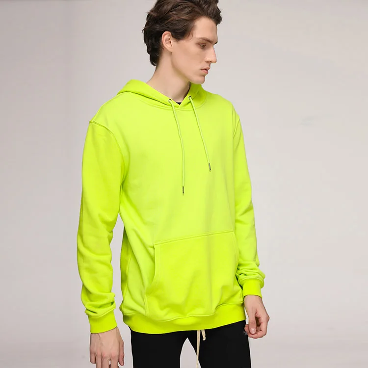 100% Cotton Oversized Fleece Green Hoodies men 320gsm custom plus size pullover Hoodie French Terry Pullover Sweatshirt