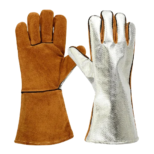 Cow Split Leather Aluminium Welder Gloves Industrial Safety Hand Gloves Heat Resistant
