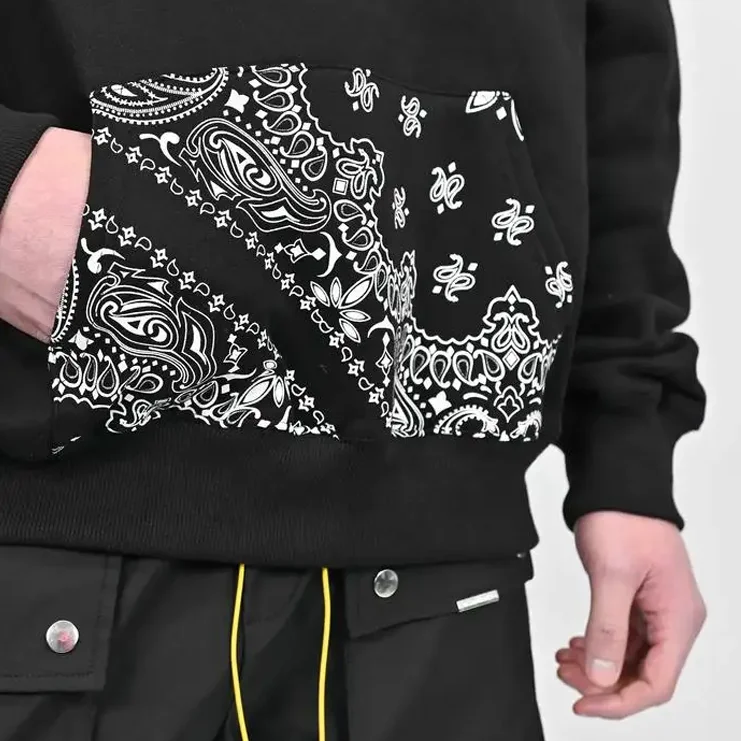 Hot-Sale Newest Design Bandana Paisley Pattern Fleece Full Face Custom Print Full Zipper Up Hoodie Man  All Colors And Sizes