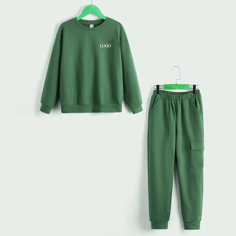 Пуловер детский комплект одежды/Высококачественный спортивный костюм с длинным рукавом/дышащий однотонный унисекс