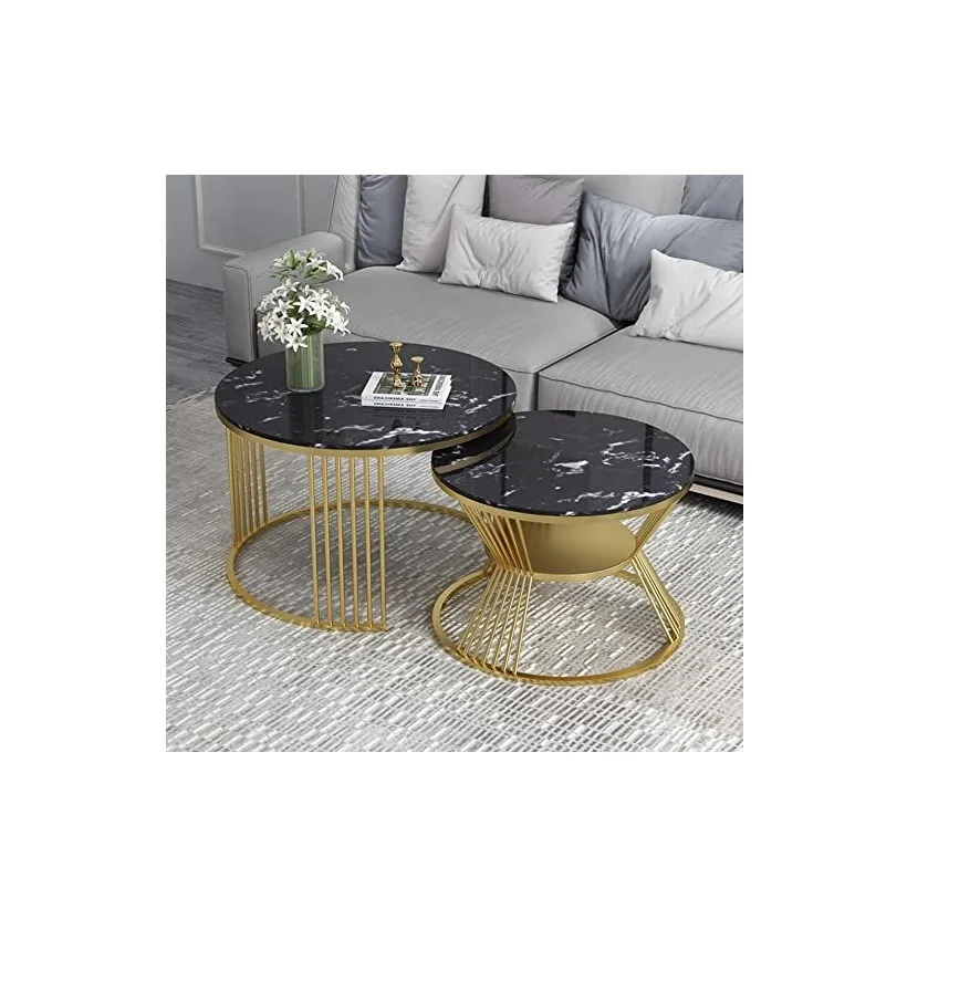 Metal silver finish & marble Bedroom Restaurant decor table  Coffee High Quality Metal Round Side Table With Metal