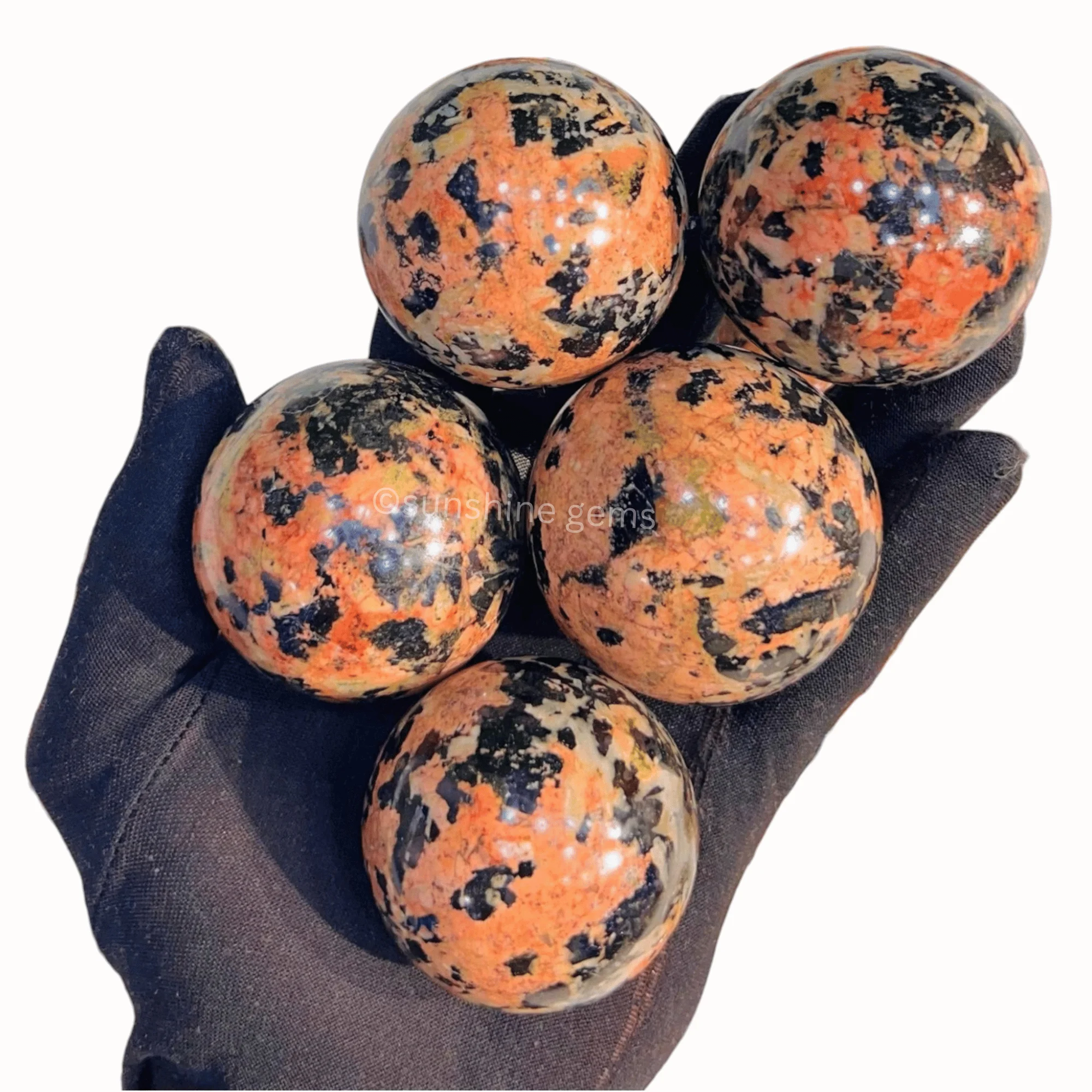 Orange Orthoclase With Black Tourmaline Crystal Sphere Ball Natural Gemstone Sphere for Healing Meditation and Decor Bulk Supply