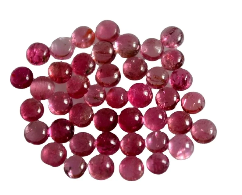 2mm Natural Pink Tourmaline Gemstone Loose Round Cabochon Wholesale Price Natural Good Top Pink Color Gemstone Bulk Wholesale