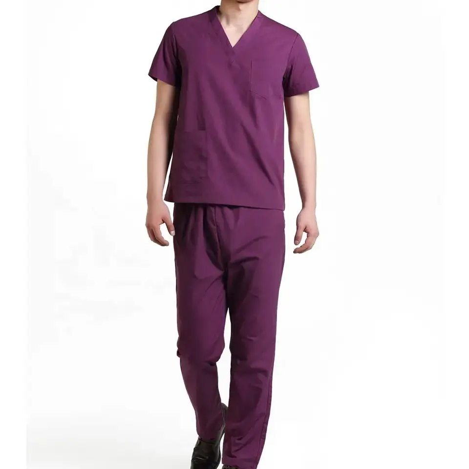 Best Quality reusable hospital uniforms v-neck, nurse uniform Breathable Quick Dry scrub suit medical for doctors and nurses