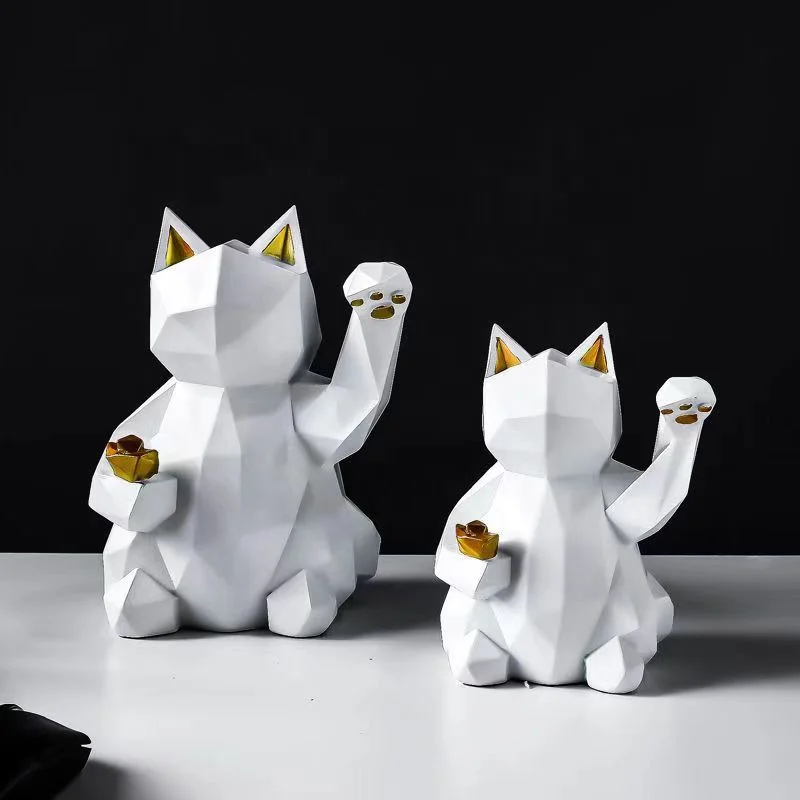 Lucky cat Nordic style Feng shui cat for Living Room, Hotel, Coffee shop or office desk Decoration or gift