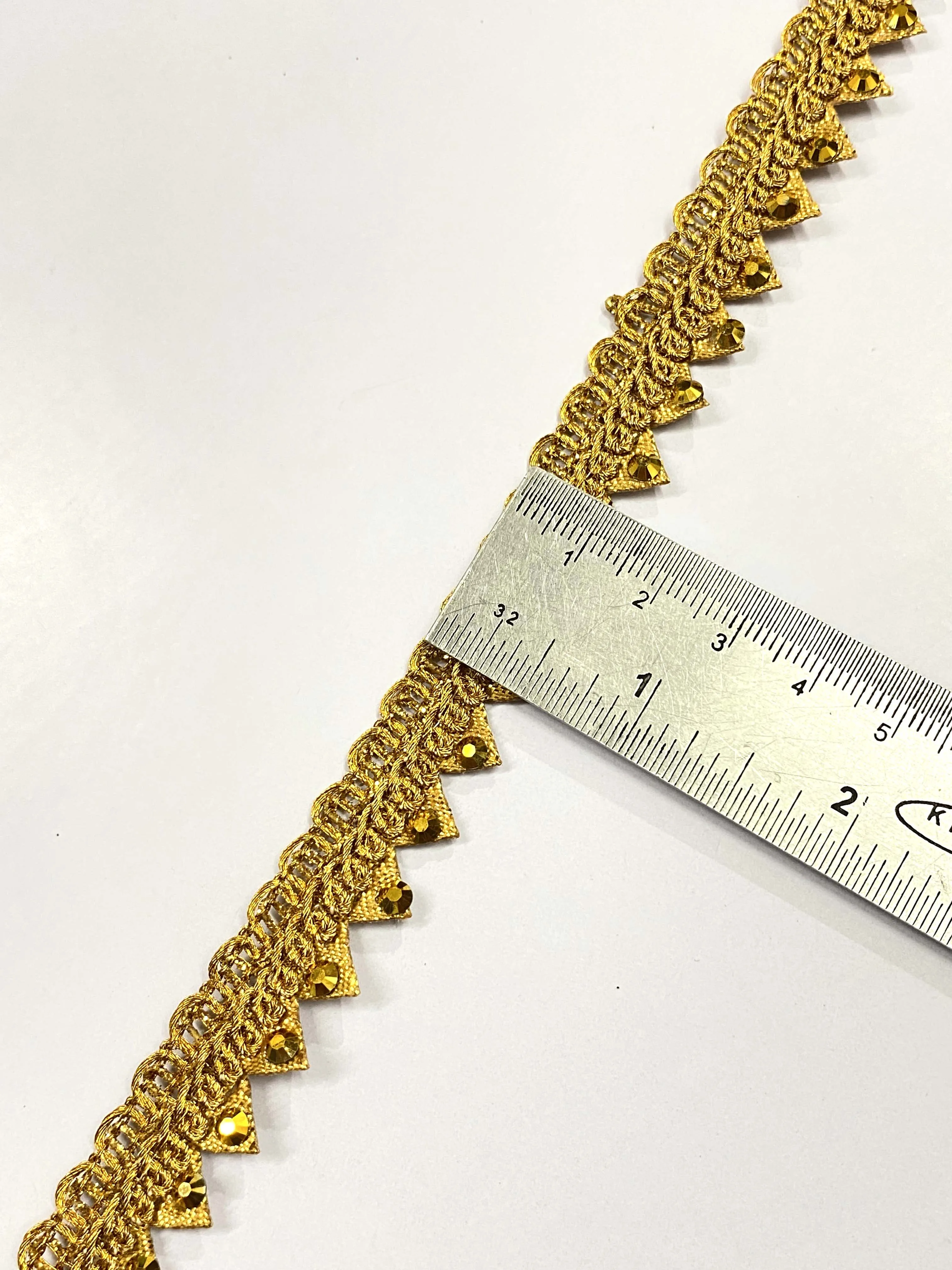 Ethnic Indian Stone Golden Fabric Lace Trim Border Craft Sewing Accessory Clothing Fabric Ribbon Fringes Braided