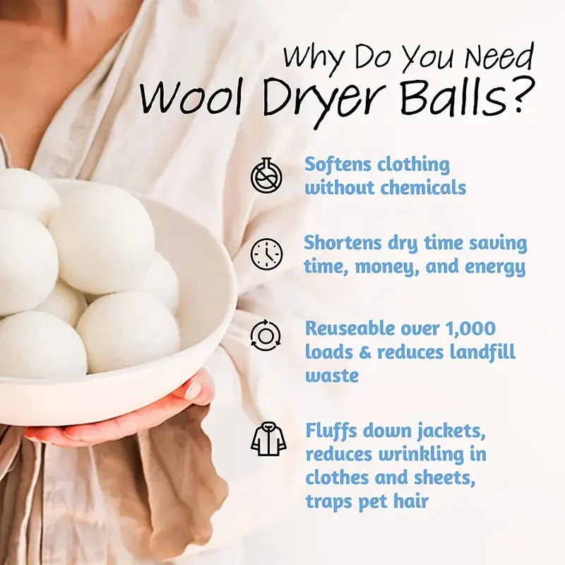 Reusable Premium Natural Wool Dryer Balls Replace Dryer Sheets Fabric Softener Laundry Balls For Dryer
