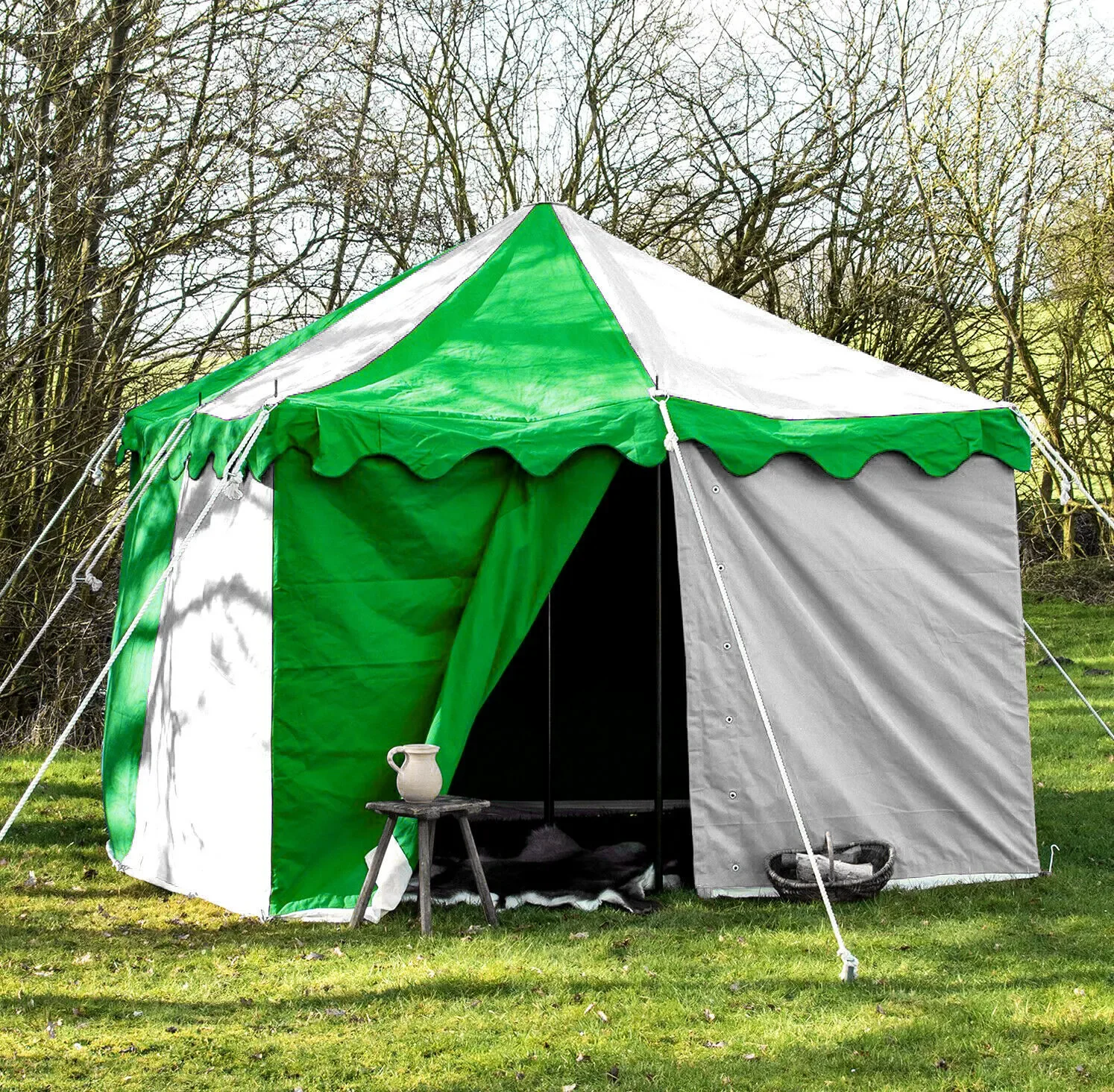 8x8 Sq. meter Sturdy Square Tent for Medieval Reenactment, Faire, and Camping - Authentic Design, Durable Materials, Easy Setup