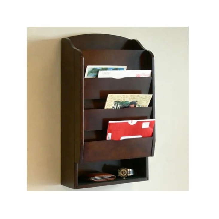 Wood Magazine Holder File Rack Desktop File Storage Solid Wood Magazine Holder Storage Rack DVD holder