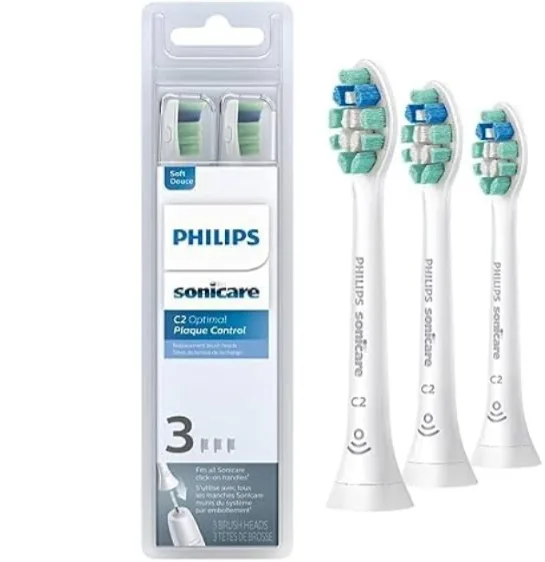 Philips Sonicare Original C2 Optimal Plaque Control Electric Toothbrush Heads 3 White Brush HX9023/65