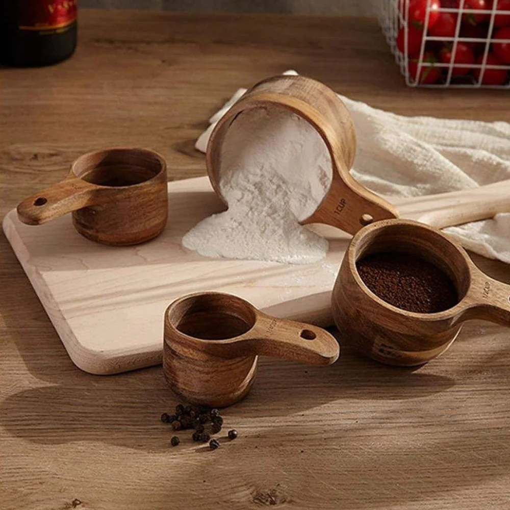 Eco-Friendly Acacia Wooden Measuring Spoon Set for Cooking and Kitchen Measurements Kitchen Tools
