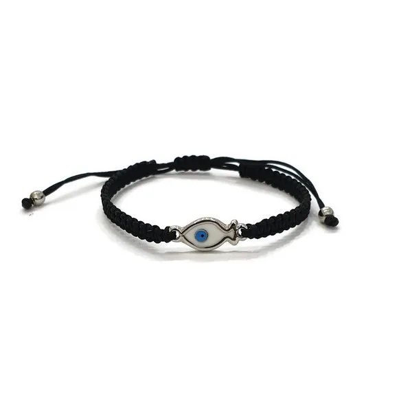Stylish Macrame Metal and Bead Evil Eye Bracelet