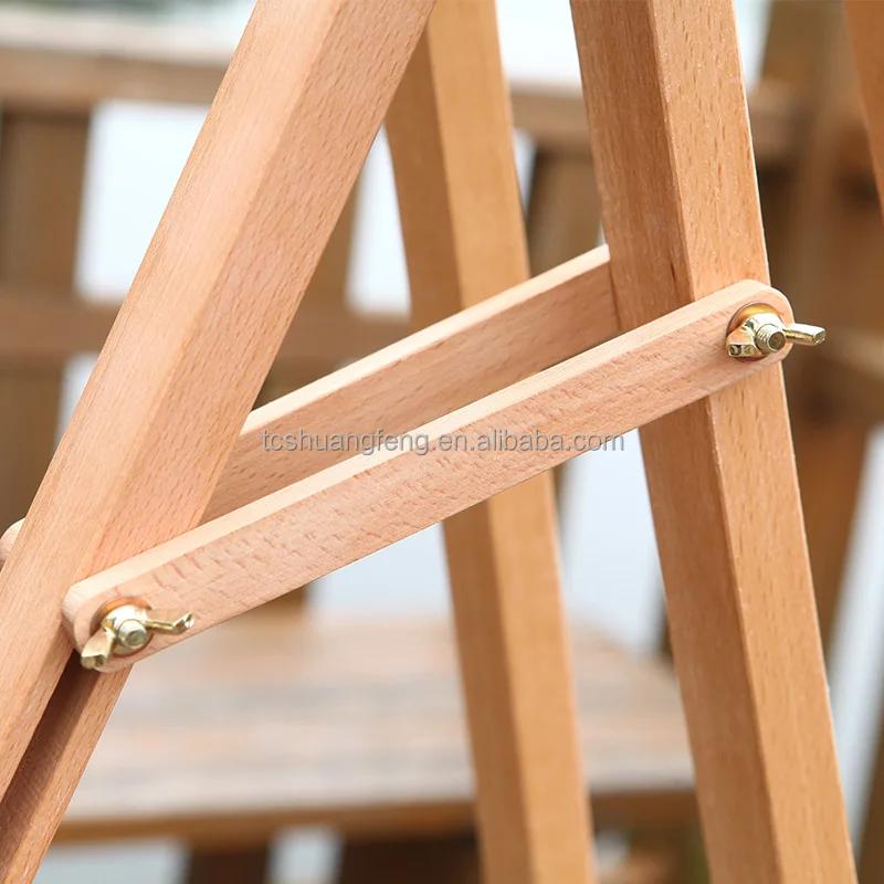 Basic Studio Easel Solid Beech Wood Easel Floor Painting Easel Adjustable Height and Working Angles W08