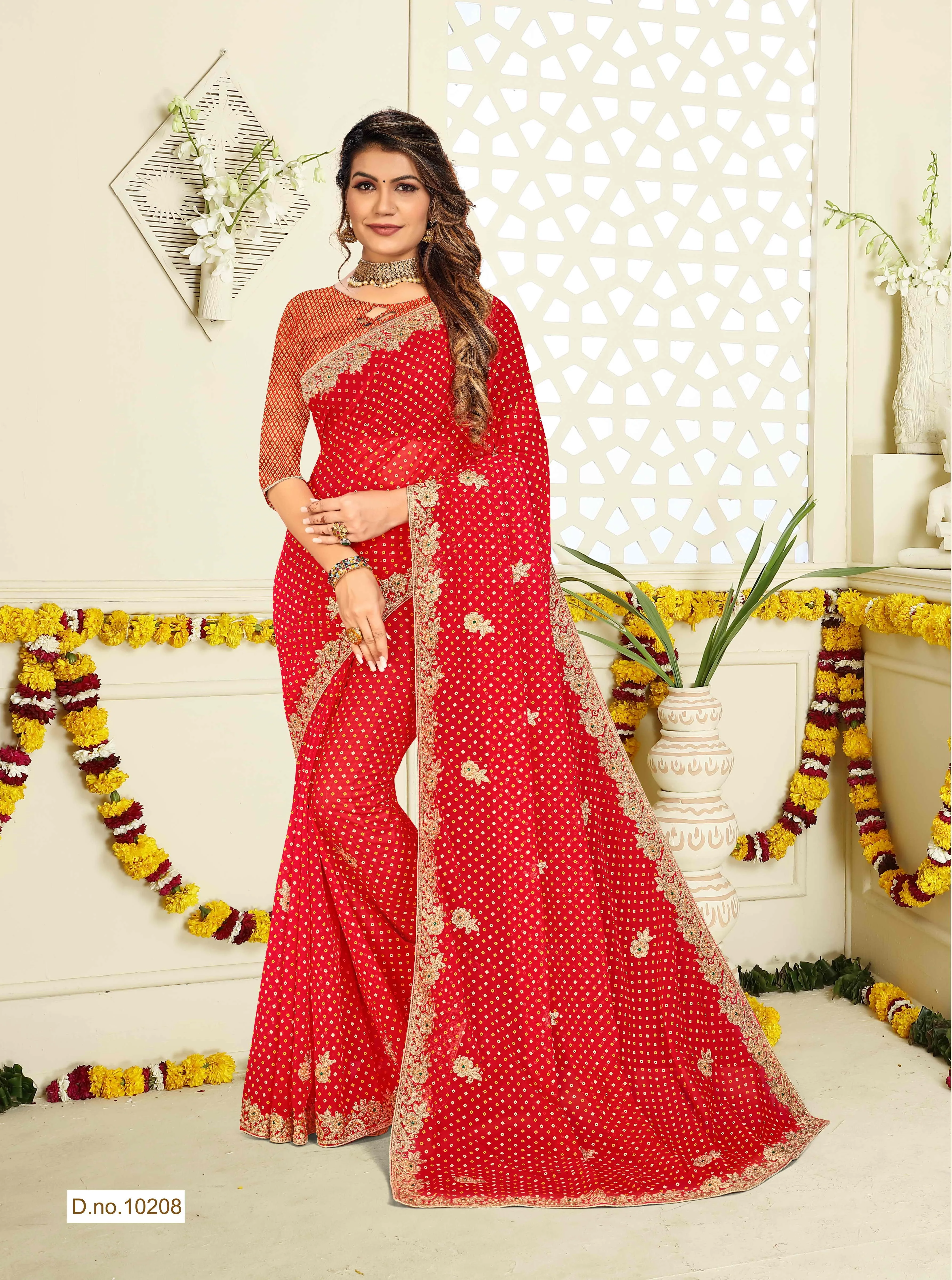 Top Selling Latest Design Women Digital Printed Georgette Saree With Heavy Printed Work Comfortable Fabric Saree from India