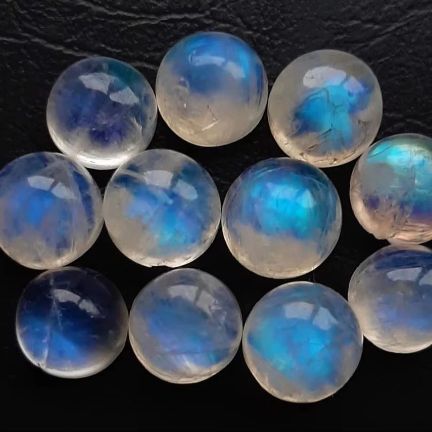 Quality Natural Rainbow Moonstone 10pcs Cabochon Loose Gemstone For Making Jewelry and pendant Certified Gemstones