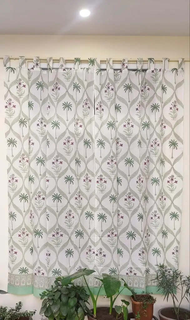 Cotton Curtain Set for Window & Door Hand Block Printed Wooden Block Printed Curtain Set Indian Cotton Curtain Set